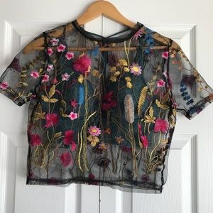 SHEER EMBROIDERED CROP TOP
